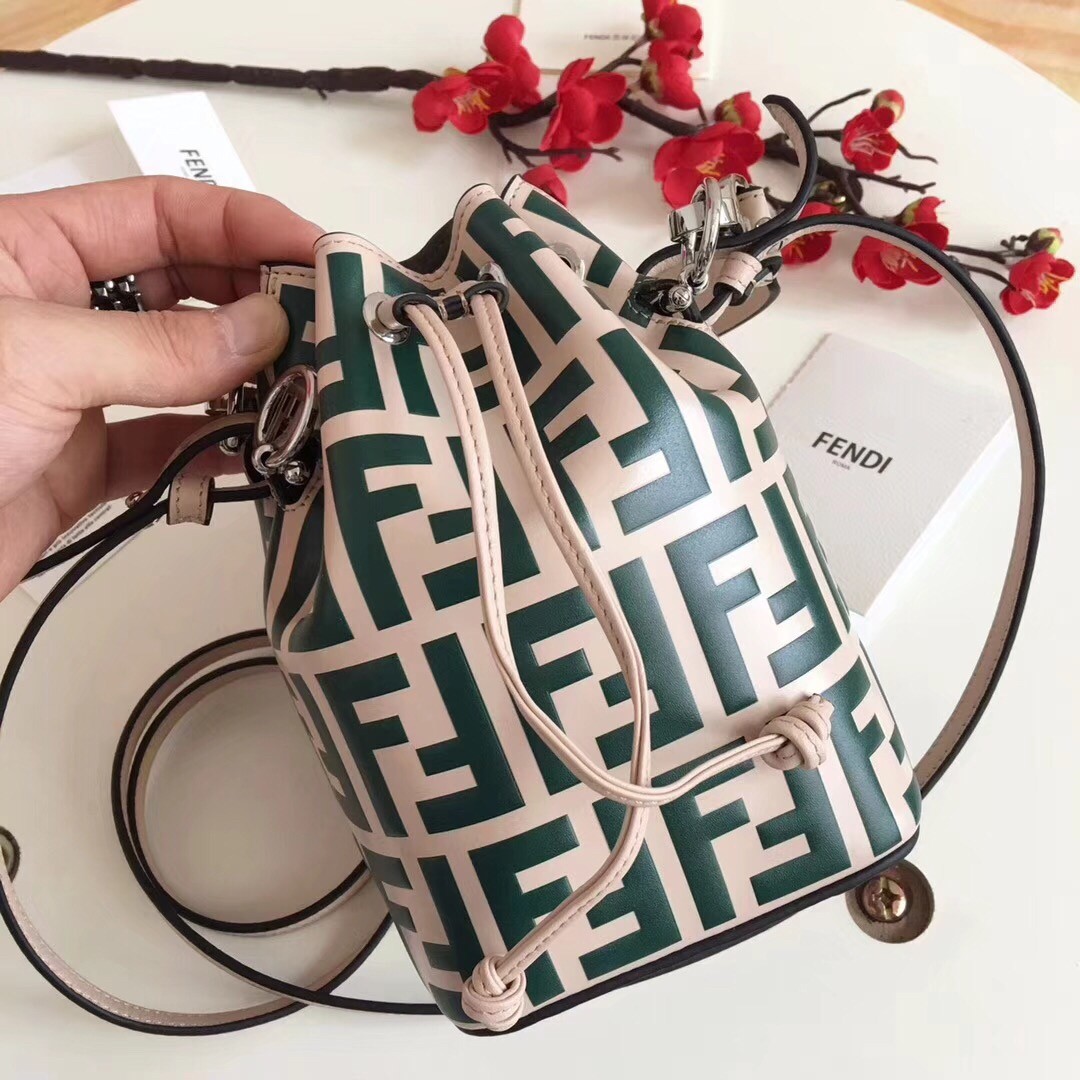 F**di ff mon tresor mini bucket bag in nude calfskin