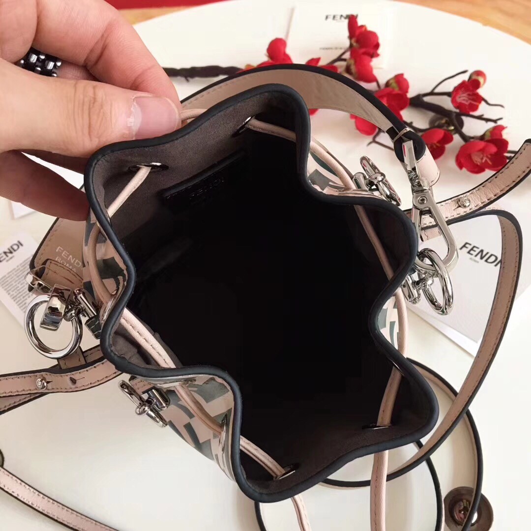 F**di ff mon tresor mini bucket bag in nude calfskin