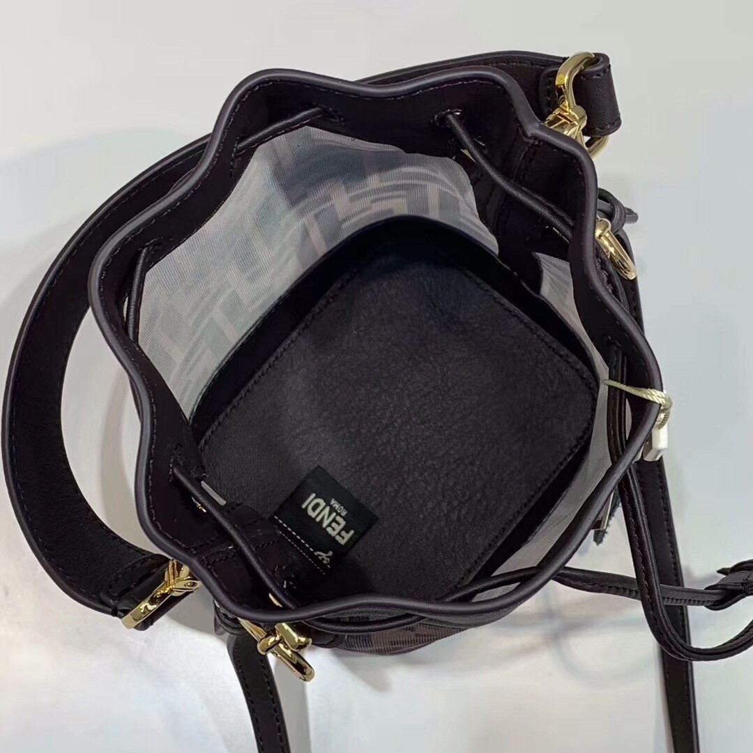 F**di mon tresor mini bucket bag in tech mesh