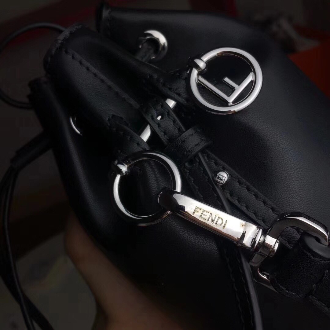 F**di black mini mon tresor pearls bucket bag