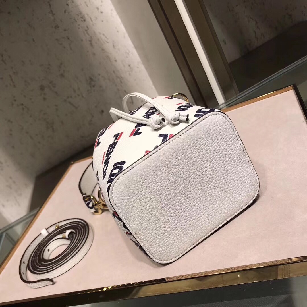 F**di white mon tresor mini bucket printed bag