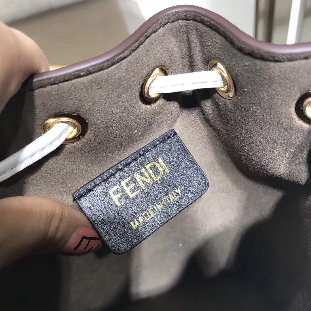 F**di white mon tresor mini bucket printed bag