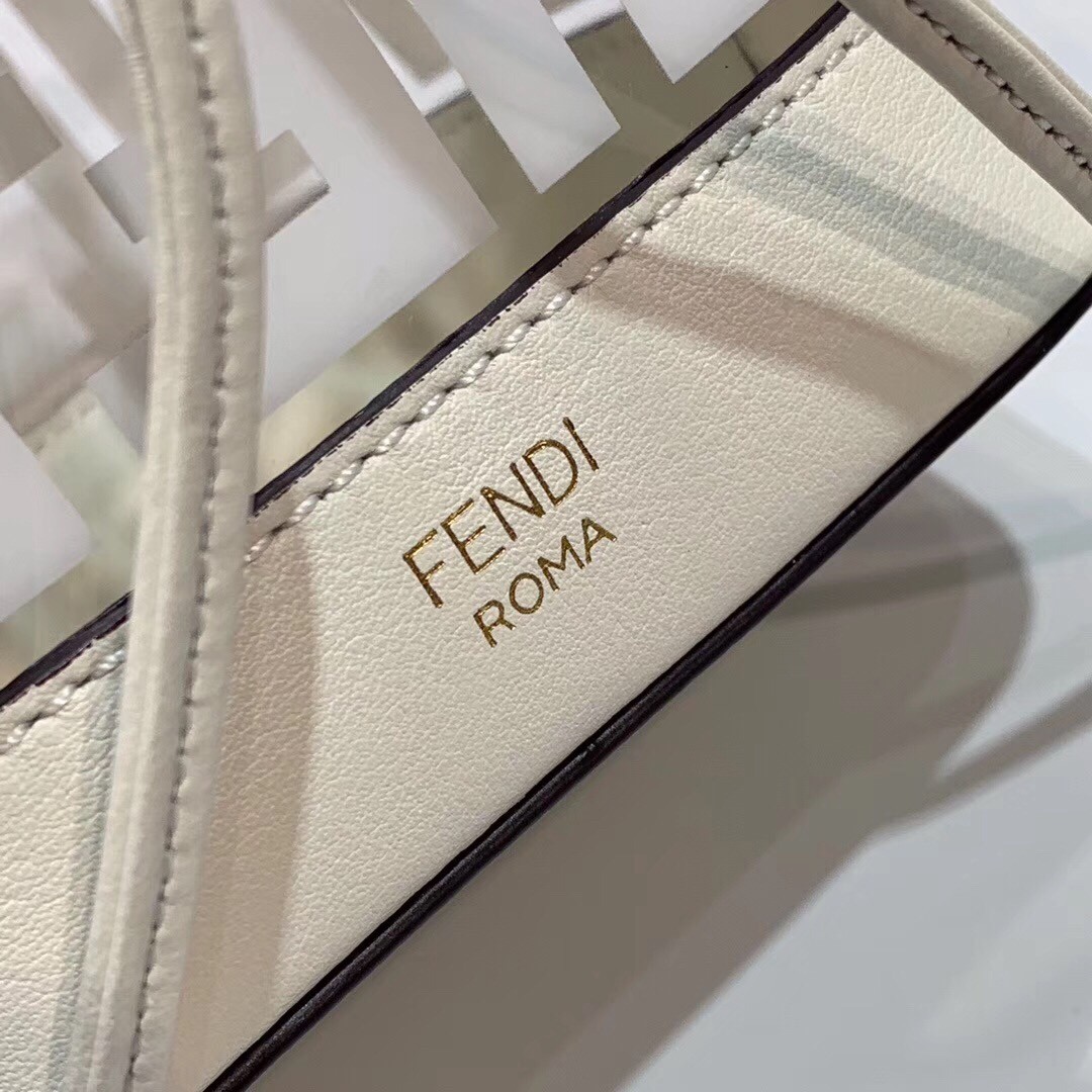 F**di white mon tresor mini bucket bag in transparent pu