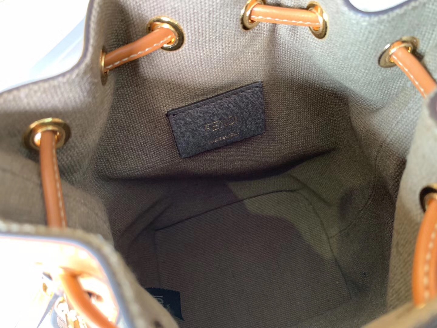 F**di mon tresor mini bucket bag in green denim