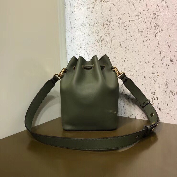 F**di small mon tresor bucket bag in green calfskin