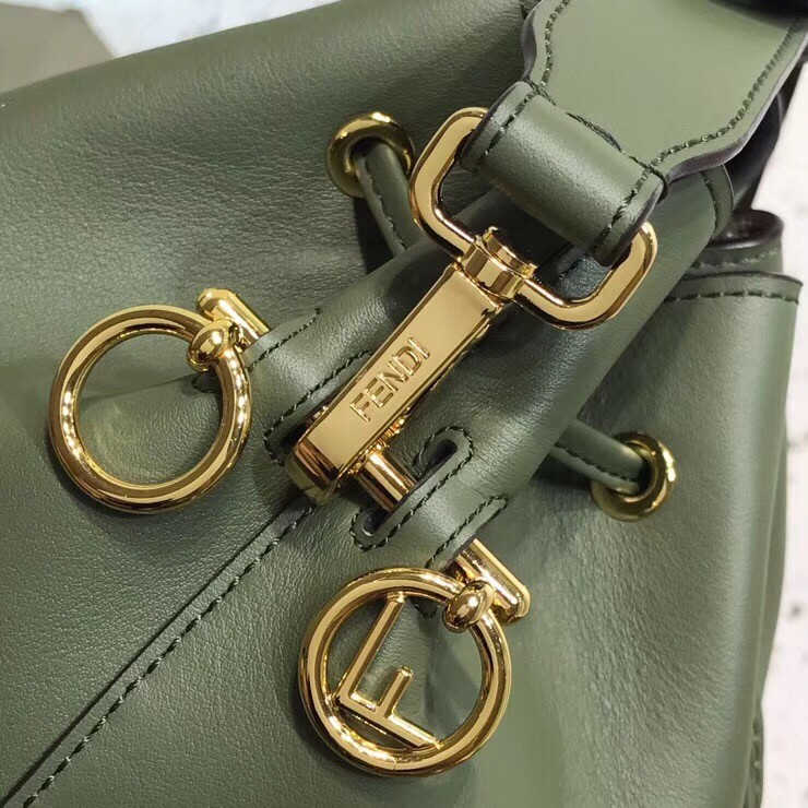 F**di small mon tresor bucket bag in green calfskin