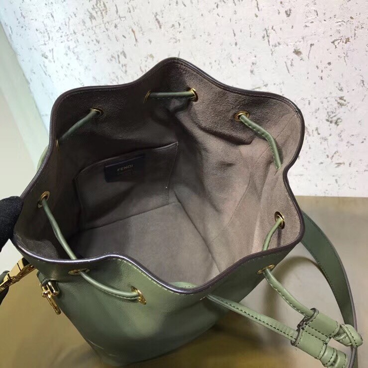 F**di small mon tresor bucket bag in green calfskin