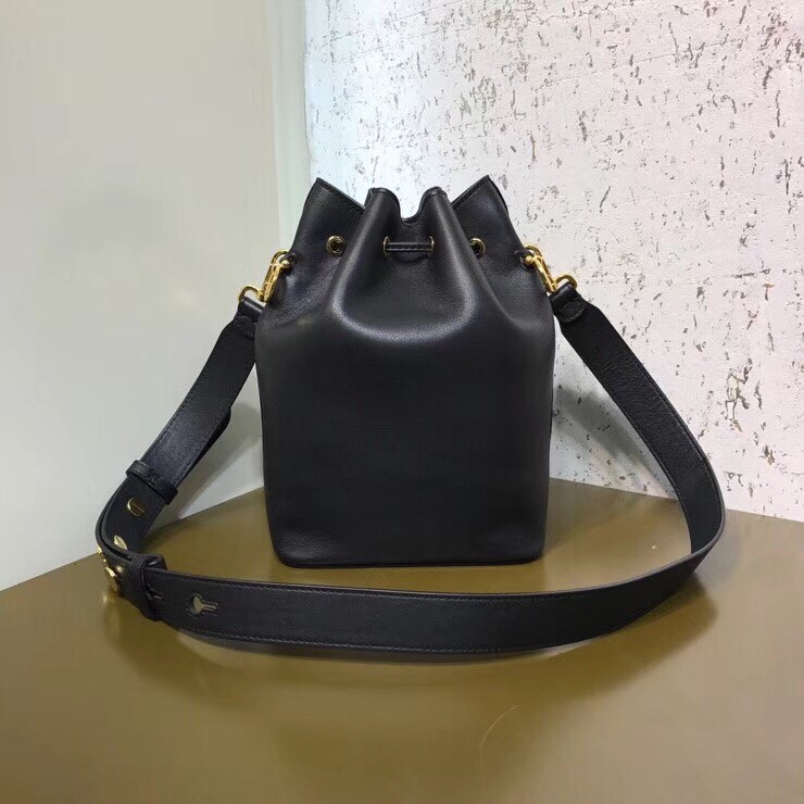 F**di small mon tresor bucket bag in black calfskin