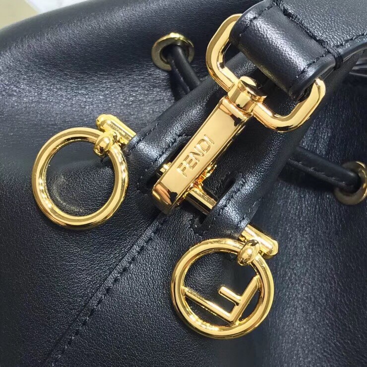 F**di small mon tresor bucket bag in black calfskin