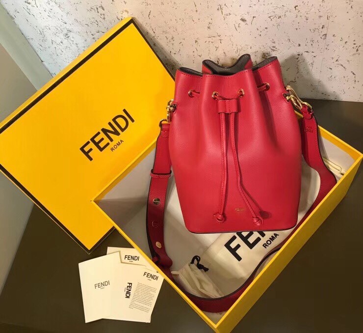 F**di small mon tresor bucket bag in red calfskin