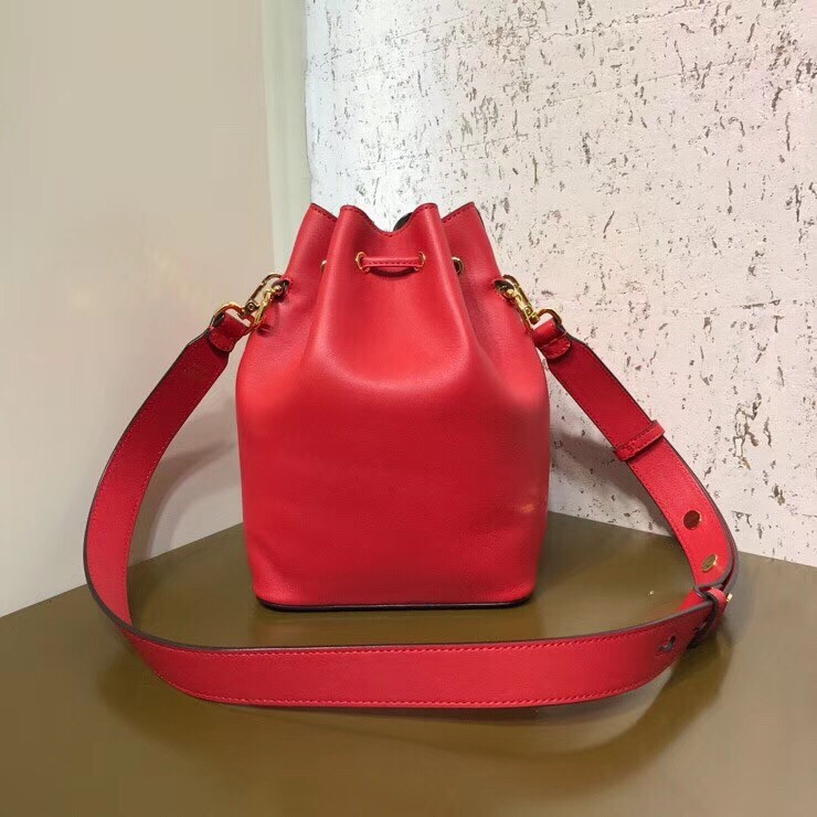 F**di small mon tresor bucket bag in red calfskin