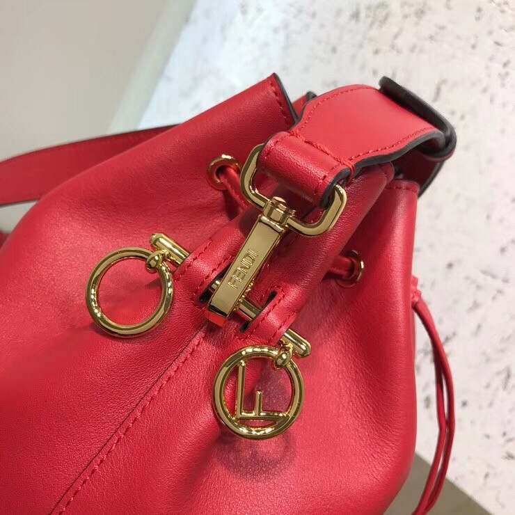 F**di small mon tresor bucket bag in red calfskin