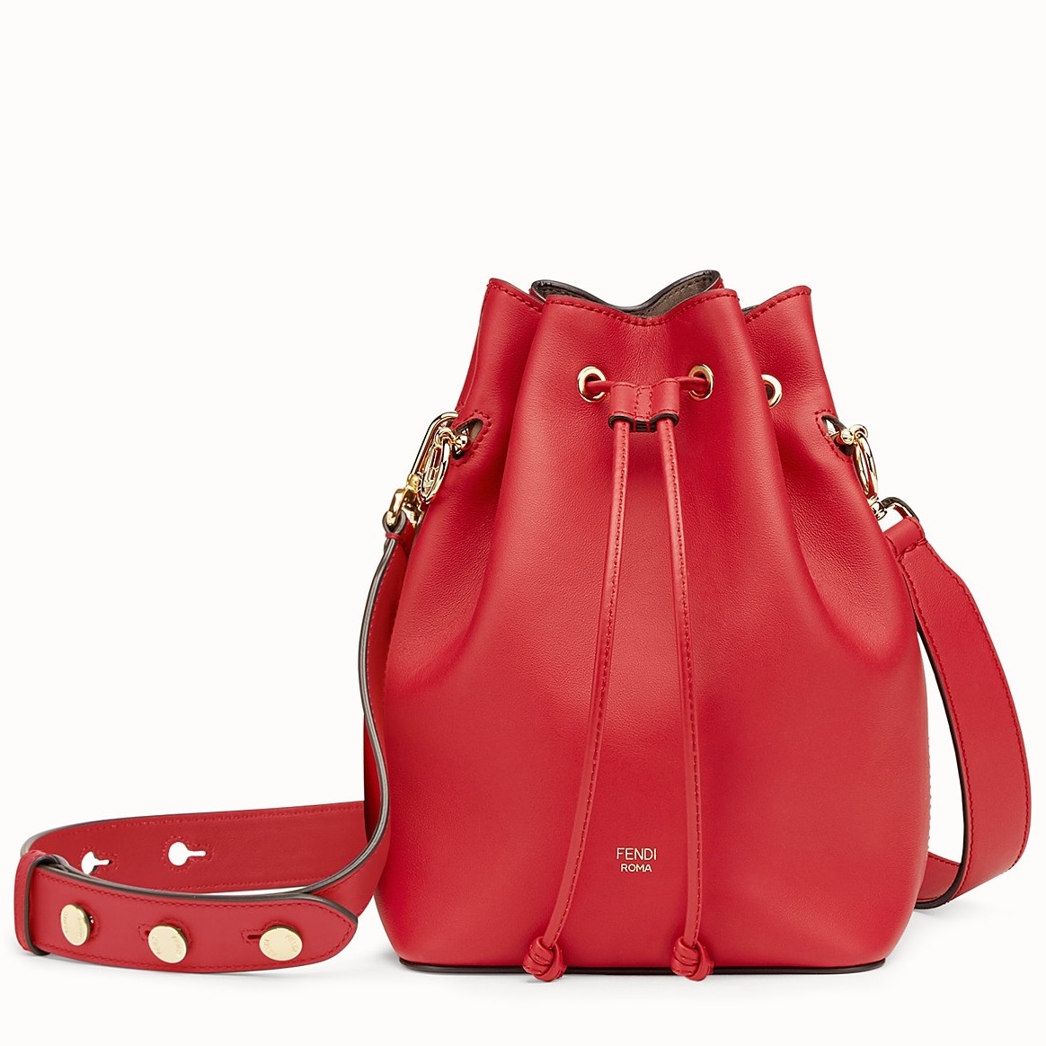 F**di small mon tresor bucket bag in red calfskin