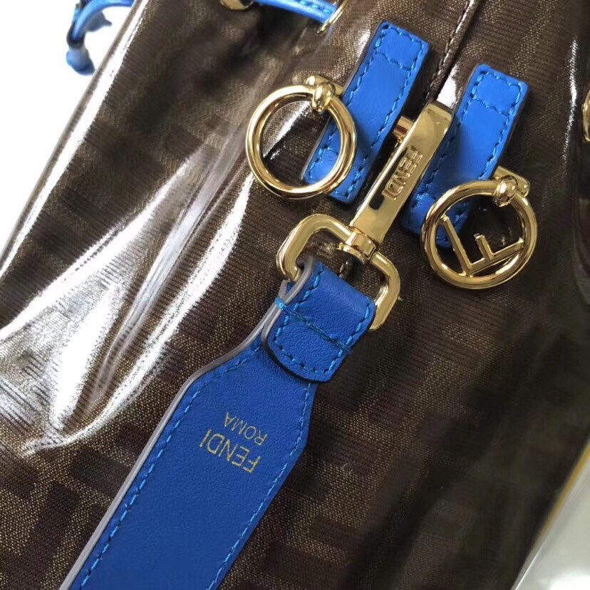 F**di small mon tresor bucket fabric blue bag