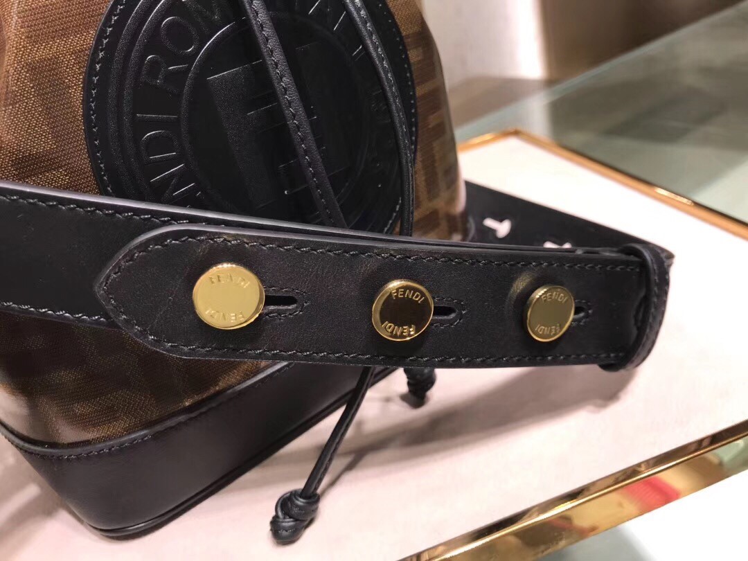 F**di small mon tresor bucket fabric black bag