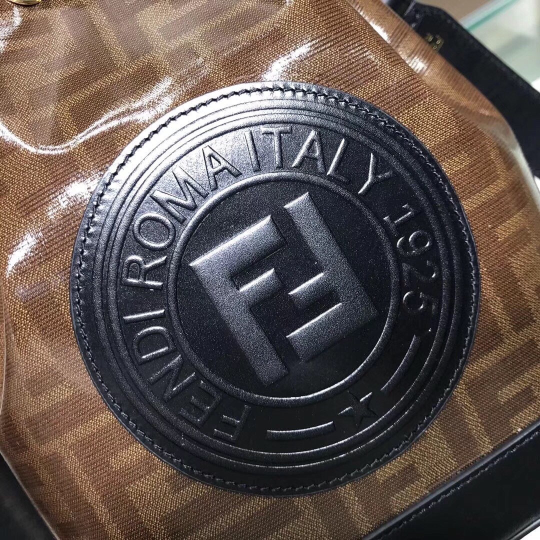 F**di small mon tresor bucket fabric black bag