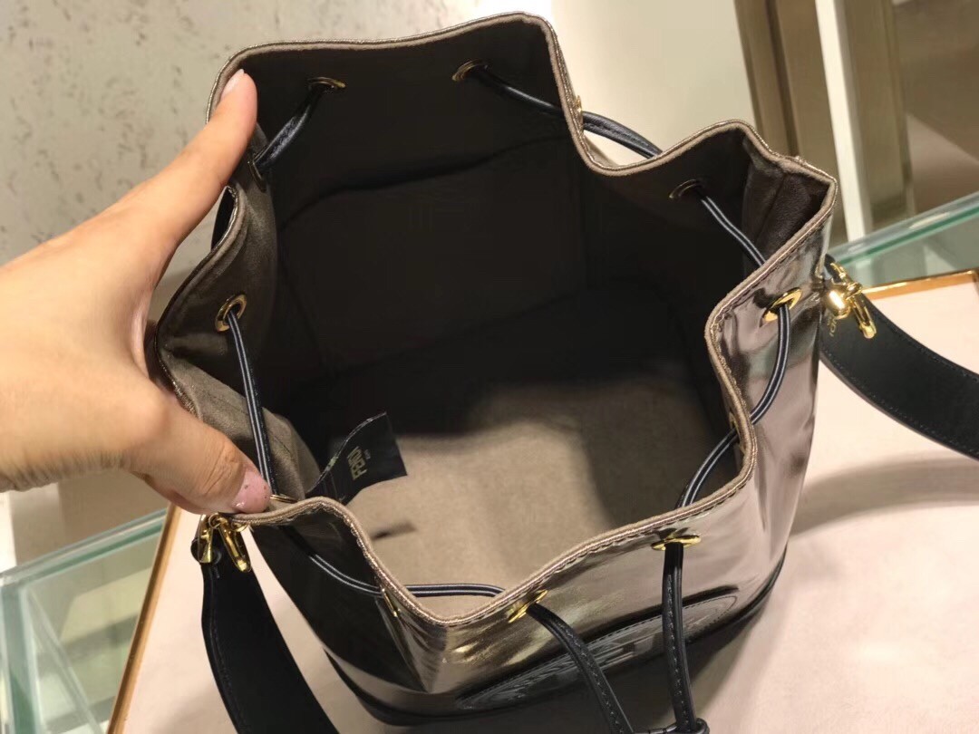 F**di small mon tresor bucket fabric black bag