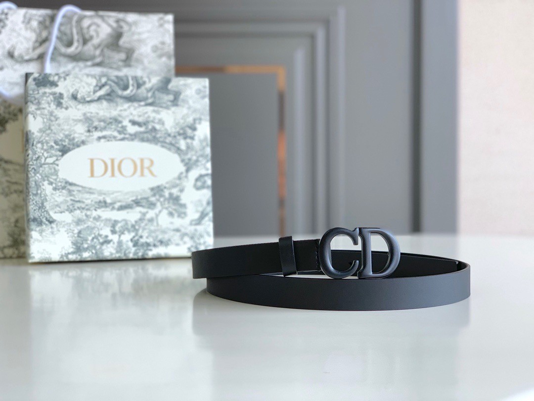D*or saddle 20mm belt in black matte calfskin