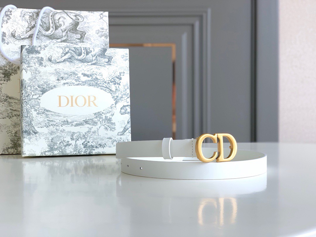D*or saddle 20mm belt in white calfskin