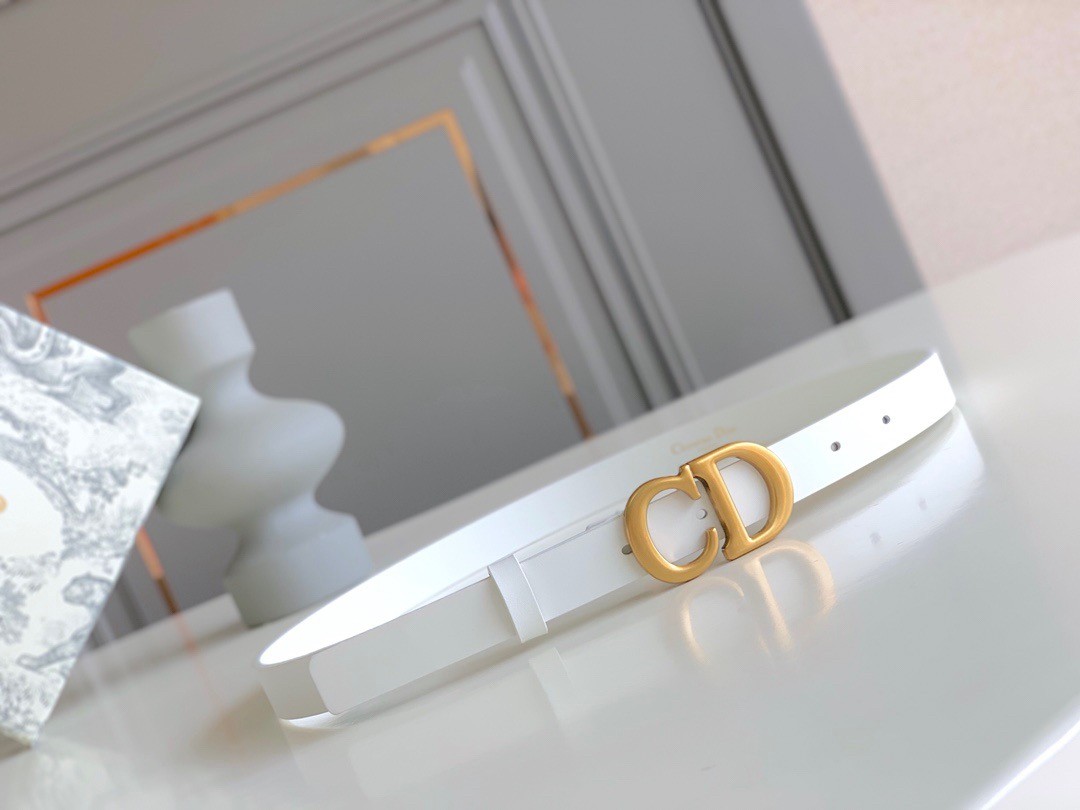 D*or saddle 20mm belt in white calfskin
