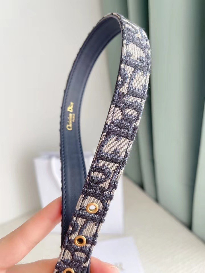 D*or saddle 20mm belt in blue D*or oblique jacquard