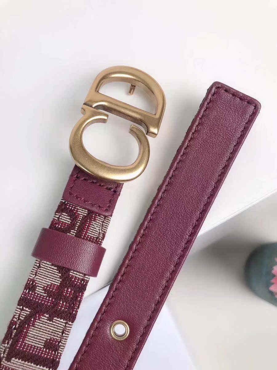 D*or saddle 20mm belt in bordeaux D*or oblique jacquard