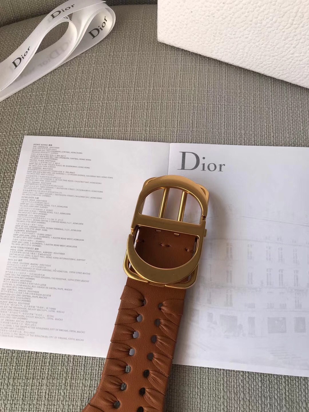 D*or 30 montaigne 40mm belt in camel calfskin