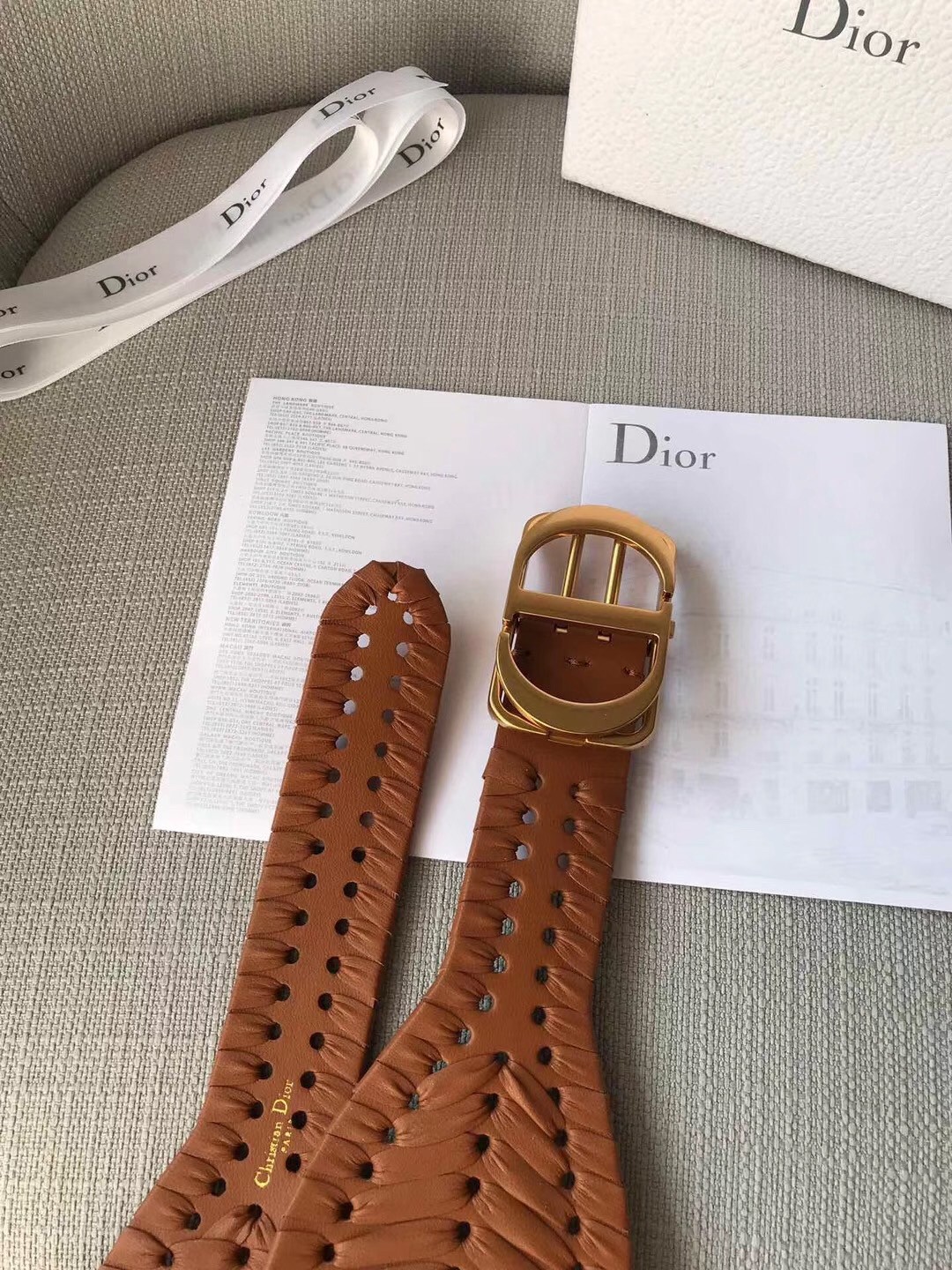 D*or 30 montaigne 40mm belt in camel calfskin