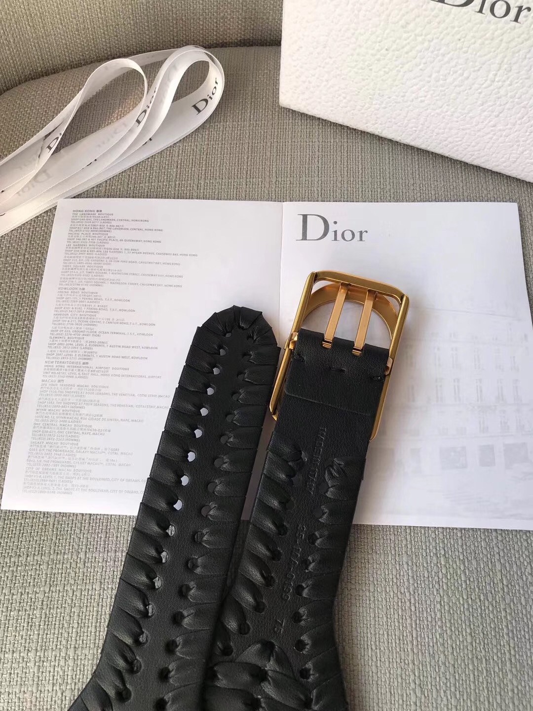 D*or 30 montaigne 40mm belt in black calfskin