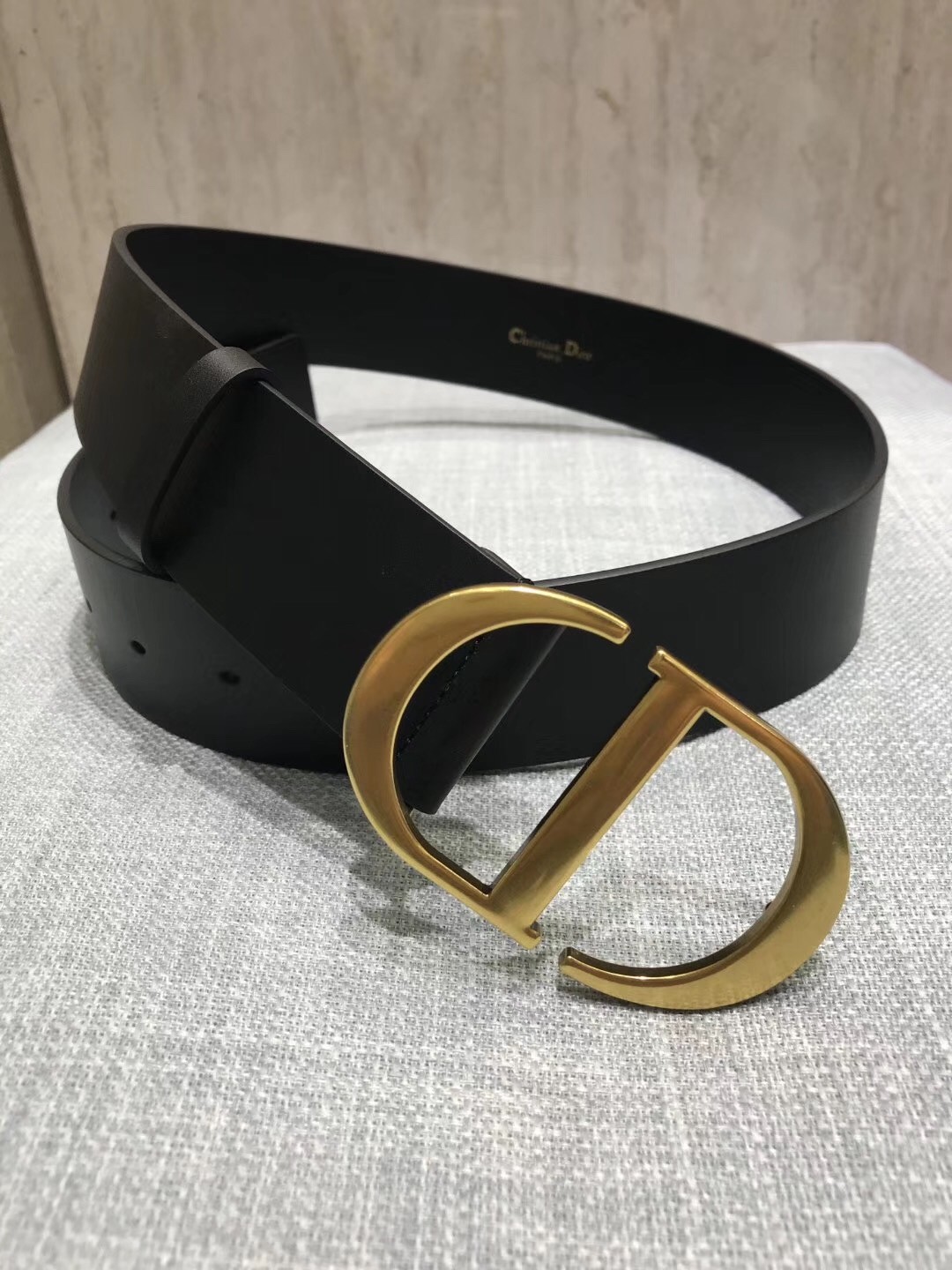 D*or 30 montaigne 35mm belt in black smooth calfskin