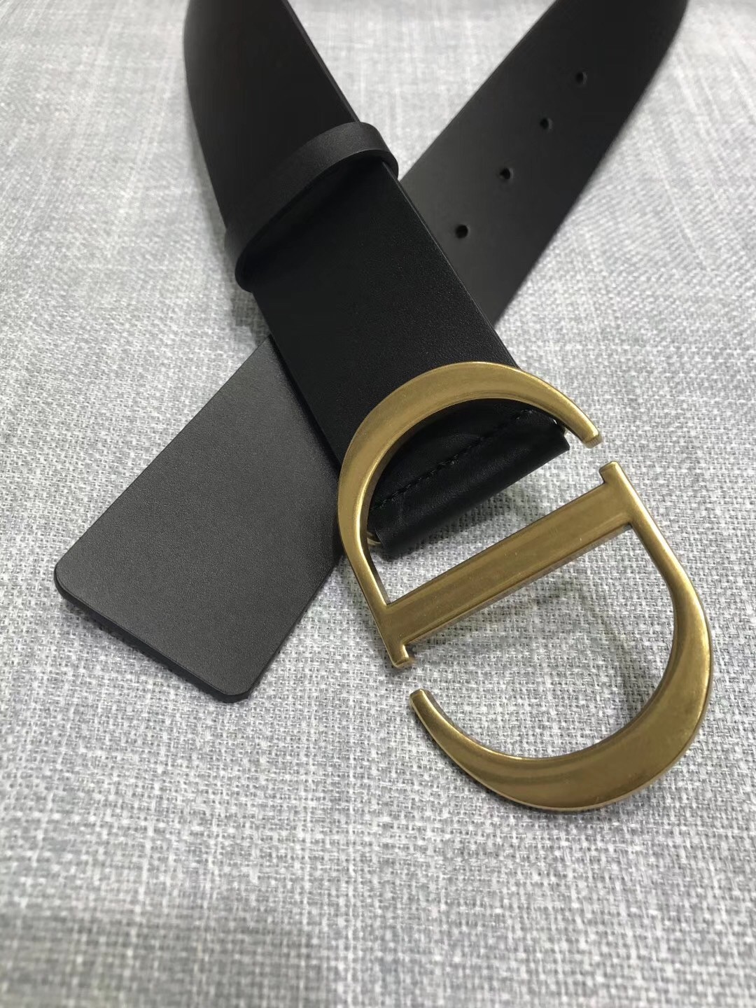 D*or 30 montaigne 35mm belt in black smooth calfskin