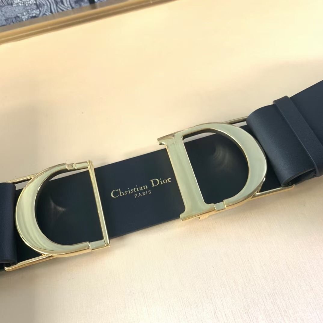 D*or 30 montaigne 40mm belt in black smooth calfskin