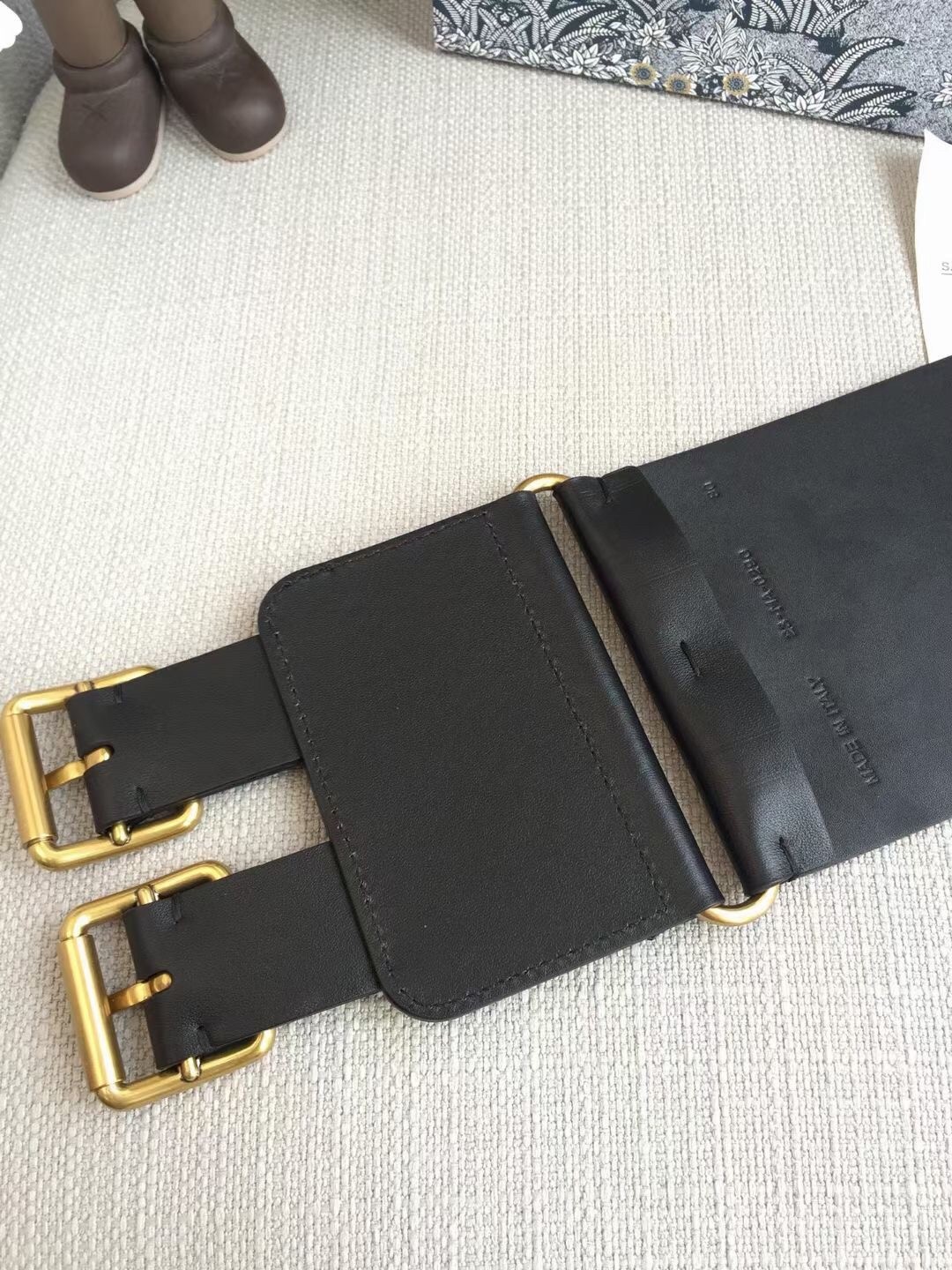 D*or d-waist belt 100mm in black smooth calfskin