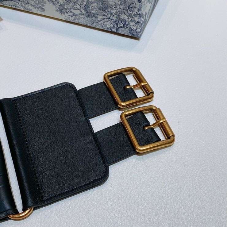 D*or d-waist belt 100mm in black smooth calfskin