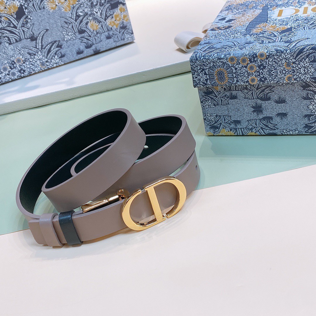 D*or 30 montaigne reversible 20mm belt in grey and black calfskin