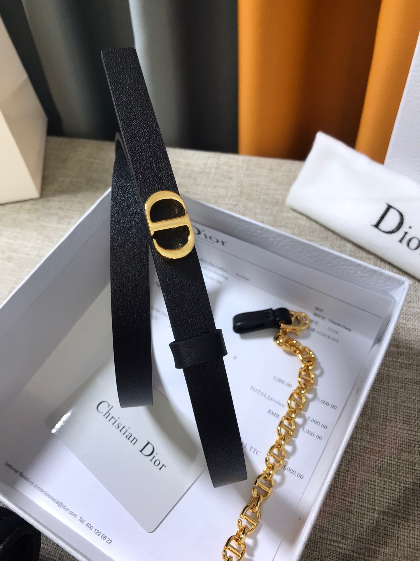 D*or caro 15mm belt with removable pouch in black calfskin