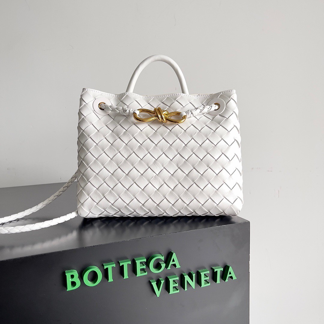 bo*te*ga Ve*ne*ta small andiamo bag in white intrecciato lambskin