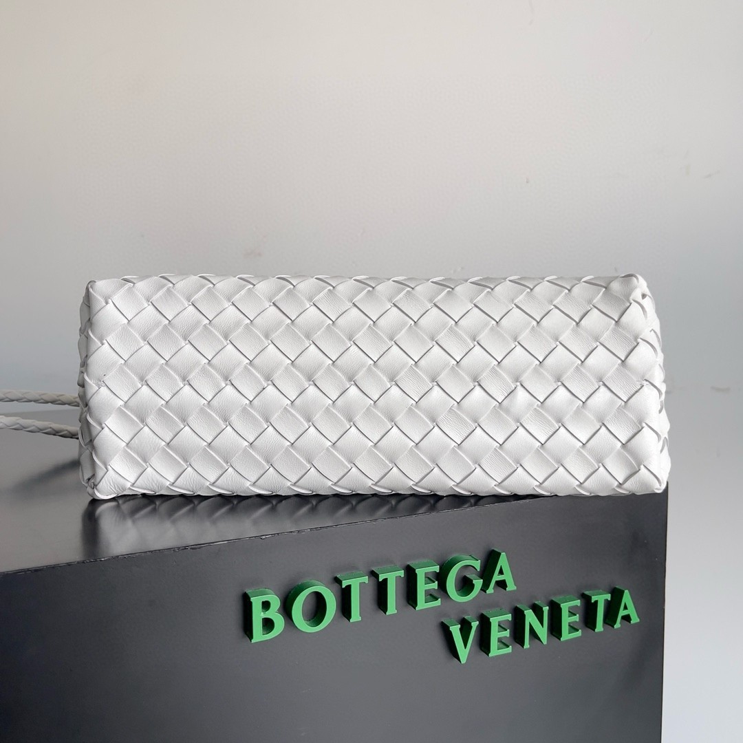bo*te*ga Ve*ne*ta andiamo small east/west bag in white intrecciato lambskin