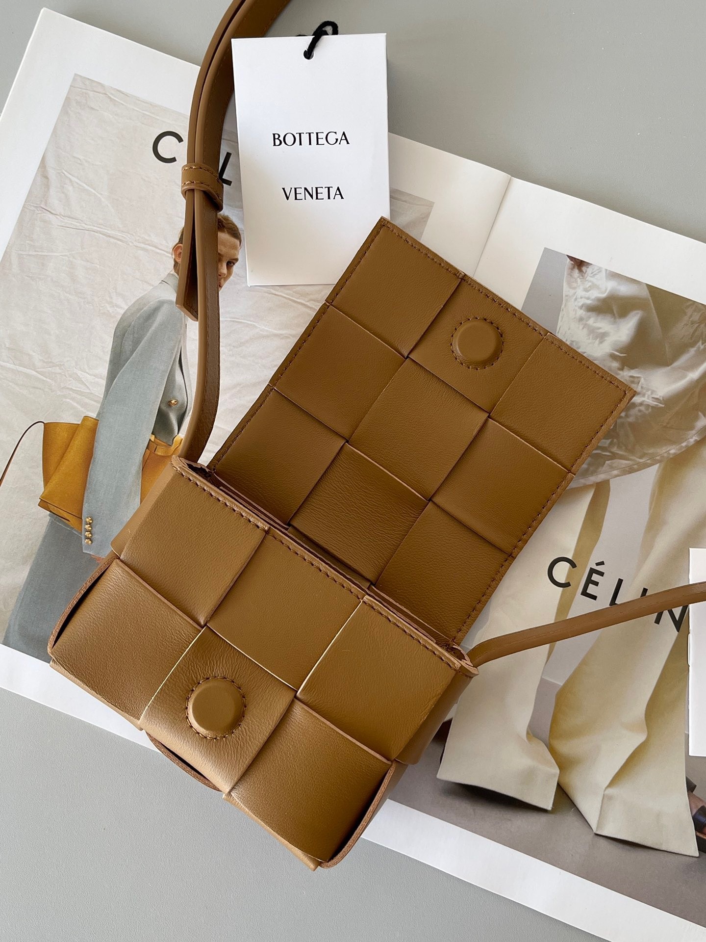 bo*te*ga Ve*ne*ta candy cassette bag in acorn lambskin