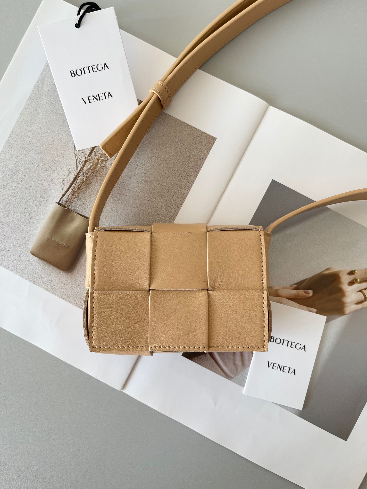 bo*te*ga Ve*ne*ta candy cassette bag in almond lambskin