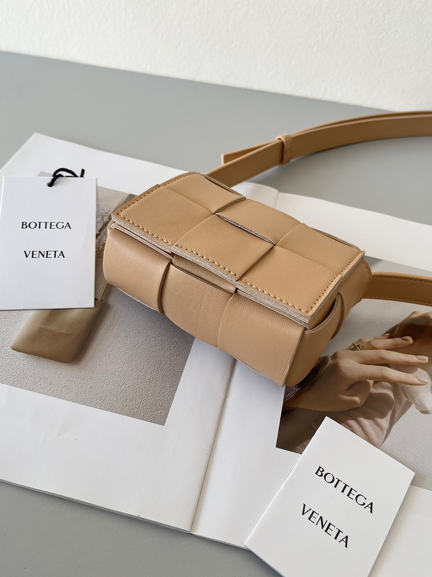 bo*te*ga Ve*ne*ta candy cassette bag in almond lambskin