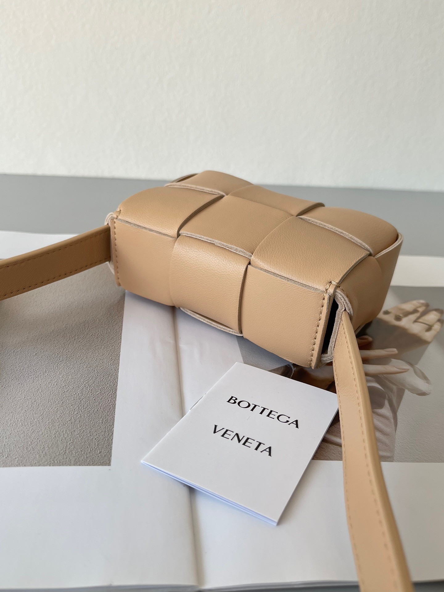 bo*te*ga Ve*ne*ta candy cassette bag in almond lambskin