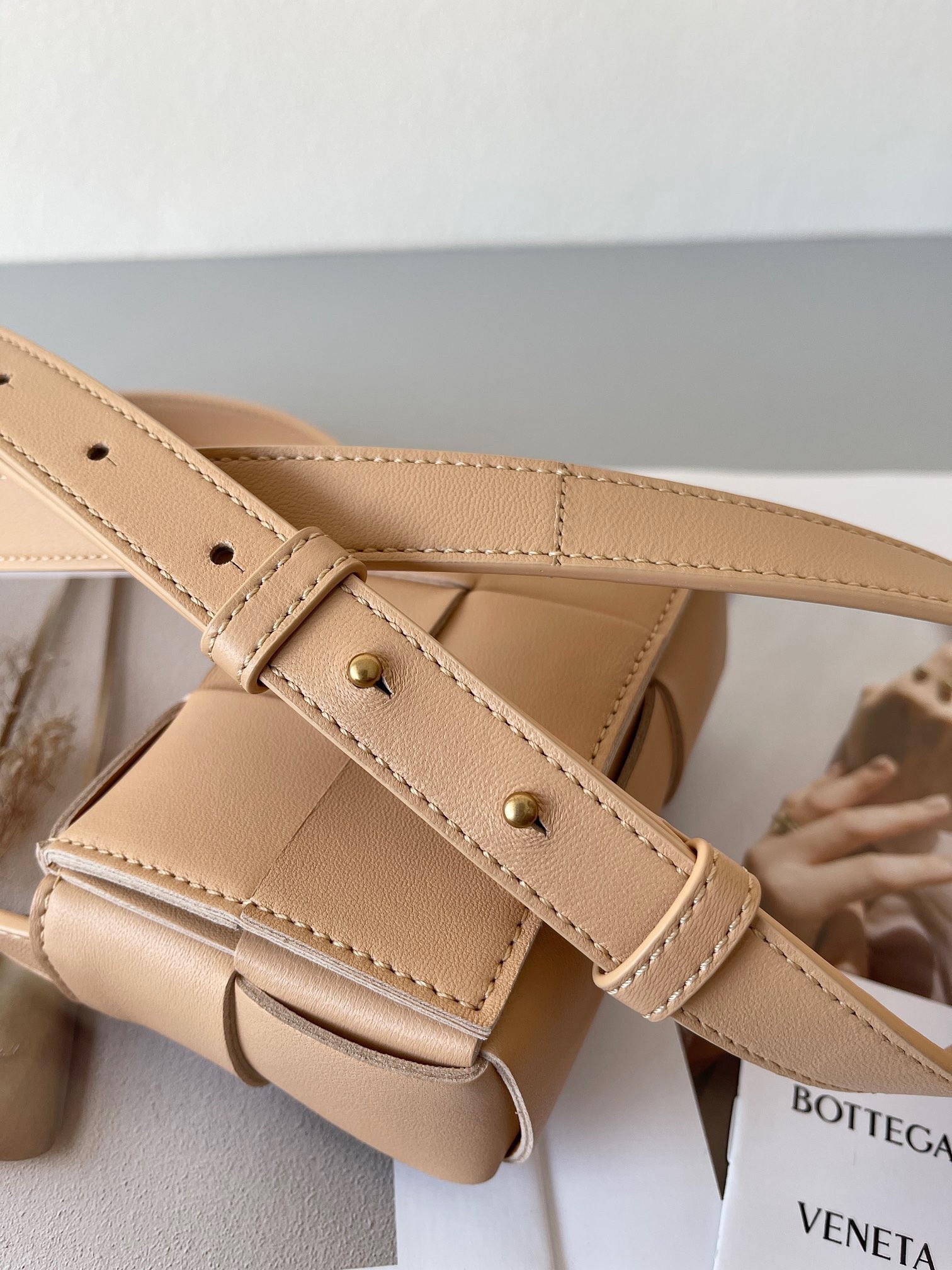 bo*te*ga Ve*ne*ta candy cassette bag in almond lambskin
