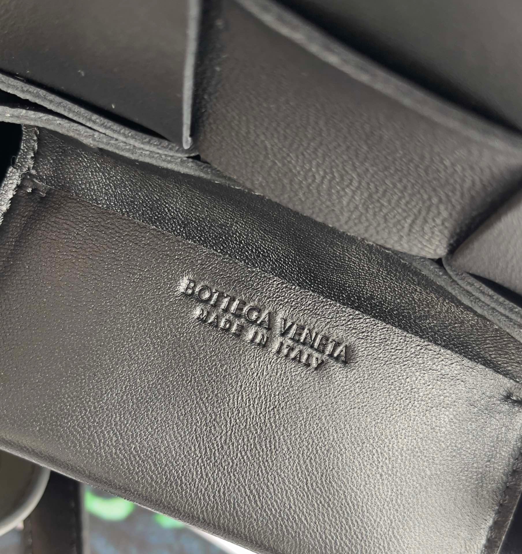 bo*te*ga Ve*ne*ta candy cassette bag in black lambskin