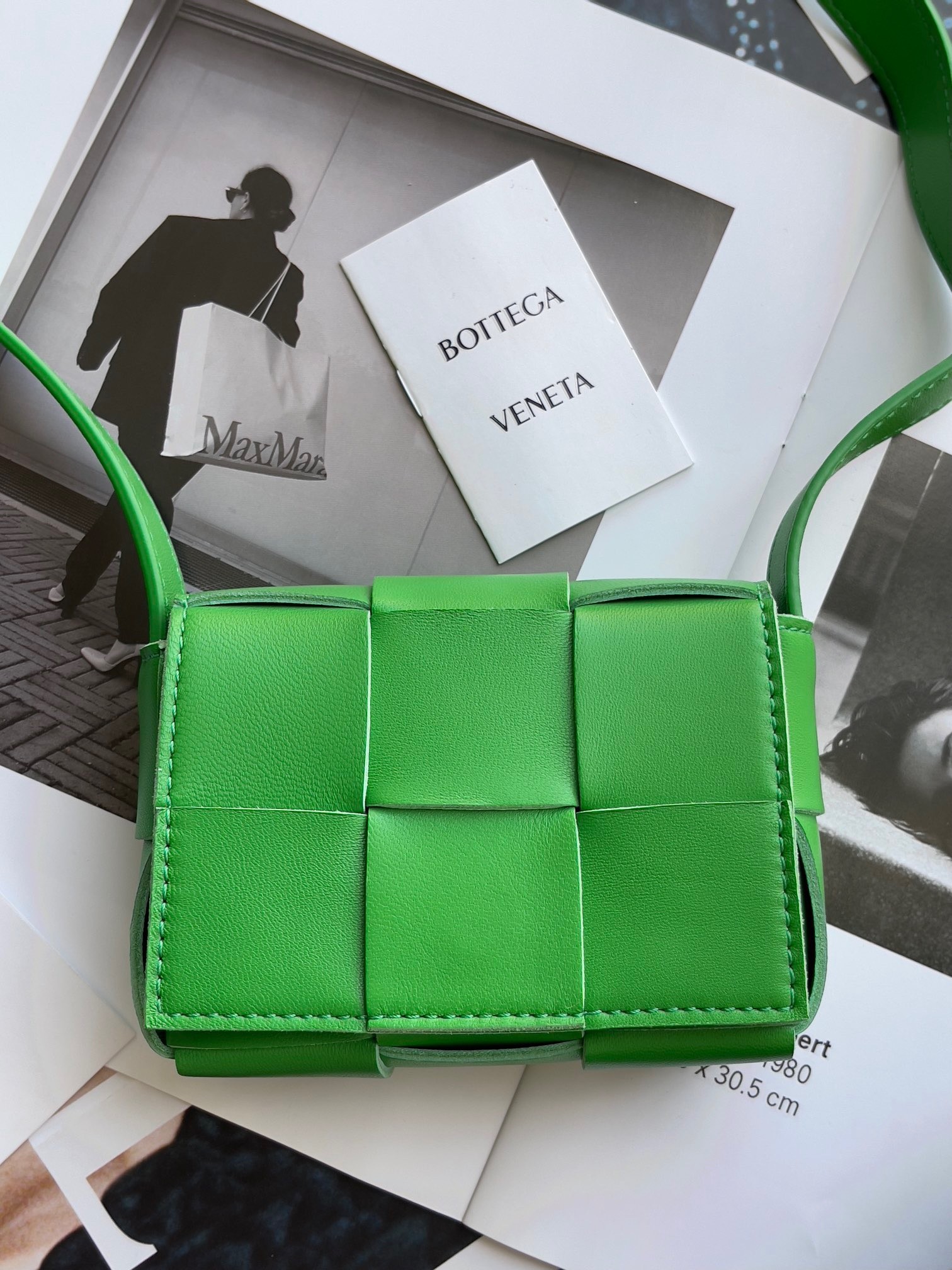 bo*te*ga Ve*ne*ta candy cassette bag in parakeet lambskin