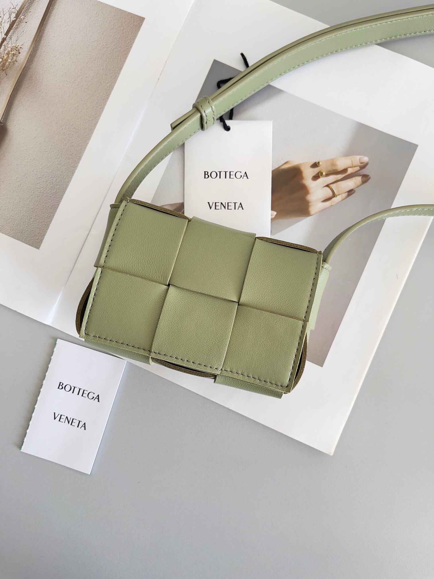 bo*te*ga Ve*ne*ta candy cassette bag in travertine lambskin
