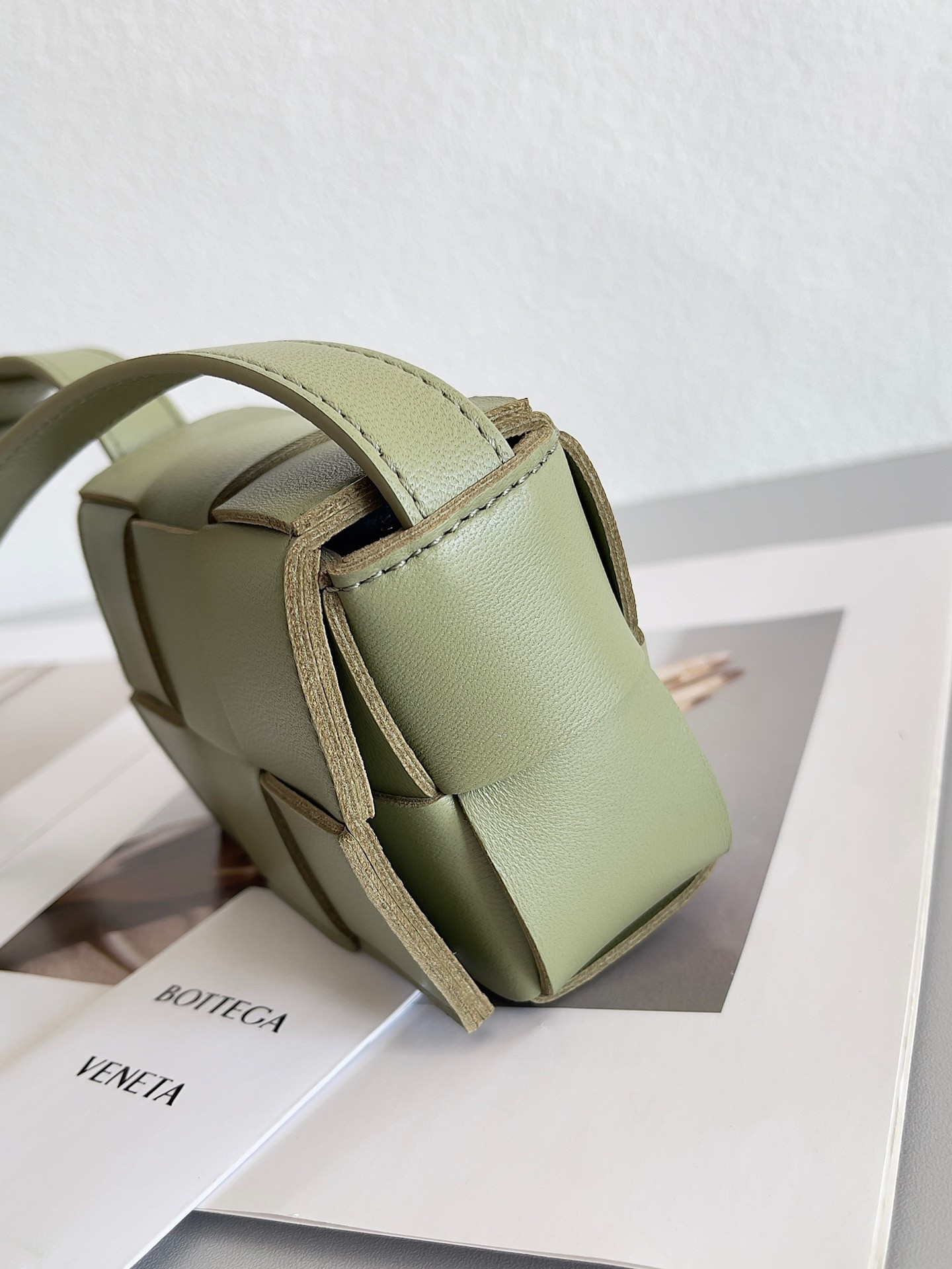 bo*te*ga Ve*ne*ta candy cassette bag in travertine lambskin