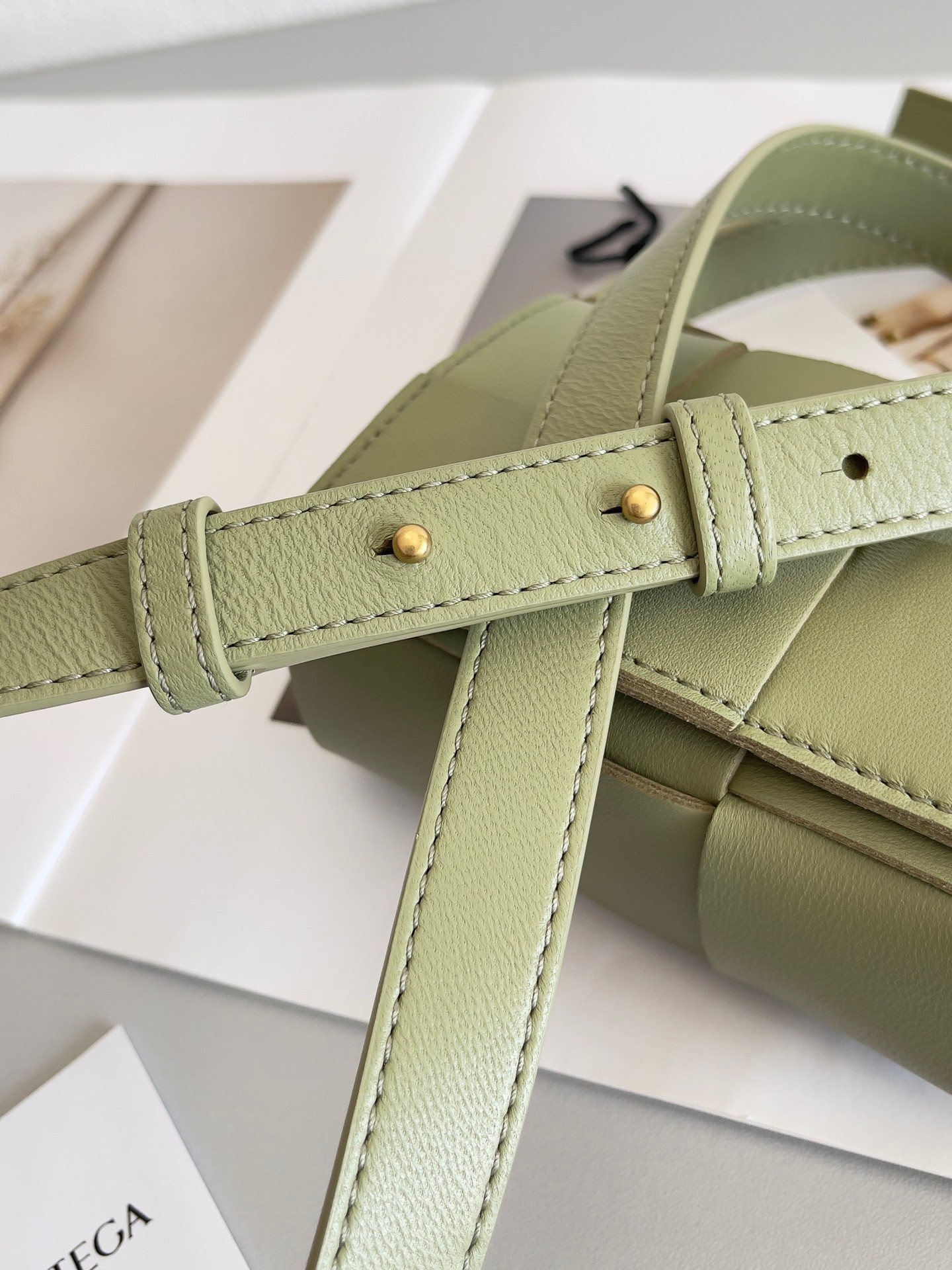 bo*te*ga Ve*ne*ta candy cassette bag in travertine lambskin