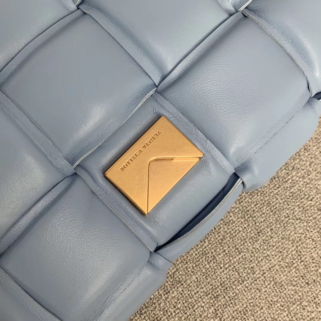 bo*te*ga Ve*ne*ta padded cassette bag in ice calfskin