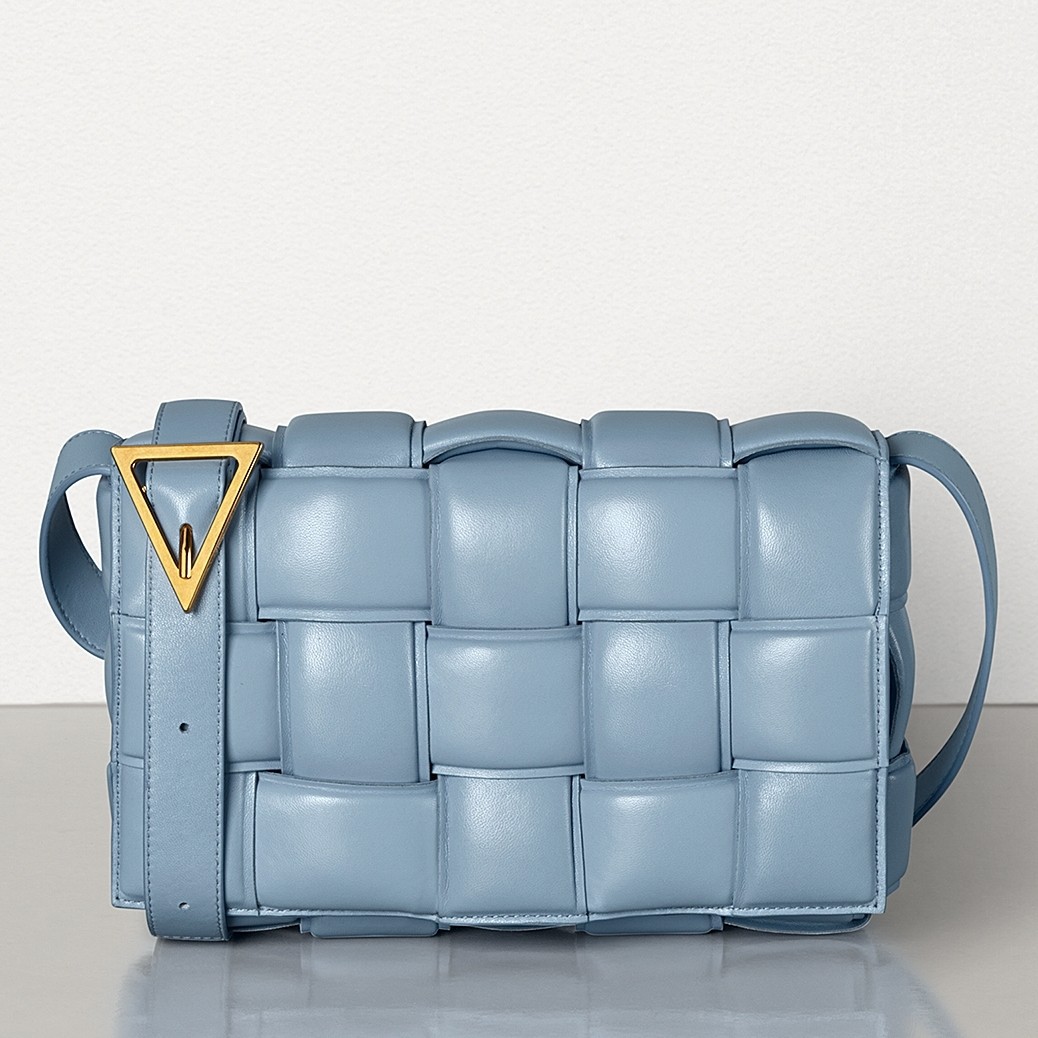 bo*te*ga Ve*ne*ta padded cassette bag in ice calfskin
